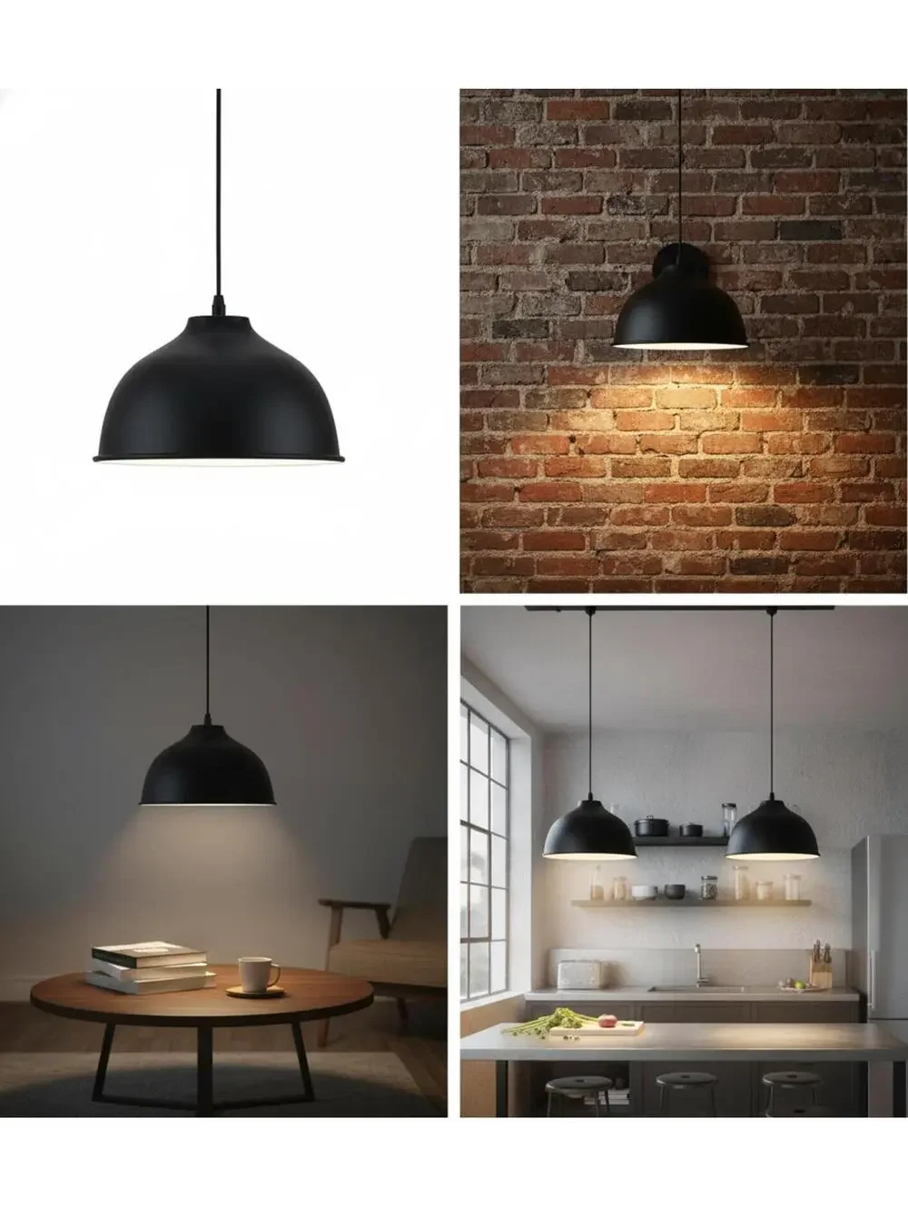 2 Pack 10 Inch Black Metal Drum Pendant Ceiling Light Shades - Wall Sconce Lamp
